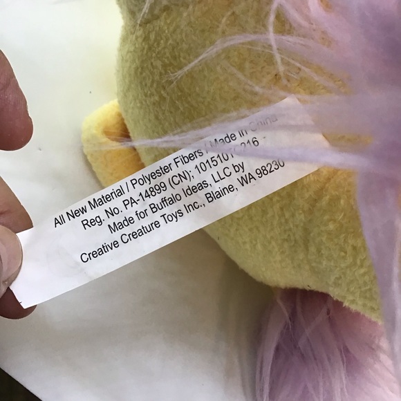 Very Rare Tuck in Time Yellow Purple Plush Stuffed Animal Unknown Character - Picture 7 of 9